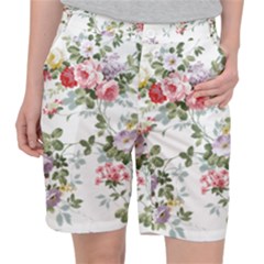 Floral Elements Peony Chinese Rose Women s Pocket Shorts by Grandong