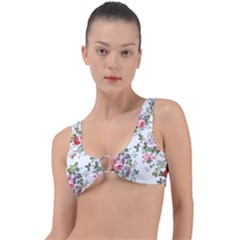 Floral Elements Peony Chinese Rose Ring Detail Bikini Top by Grandong