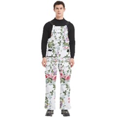 Floral Elements Peony Chinese Rose Men s Side Zip Front Pouch Ski And Snowboard Bib Pants	