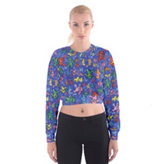 Grateful Dead Dancing Bears Pattern Cropped Sweatshirt