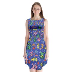 Grateful Dead Dancing Bears Pattern Sleeveless Chiffon Dress  