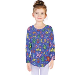 Grateful Dead Dancing Bears Pattern Kids  Long Sleeve T-shirt