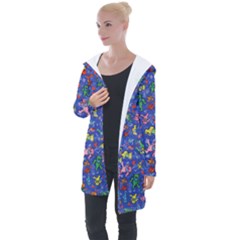 Grateful Dead Dancing Bears Pattern Longline Hooded Cardigan