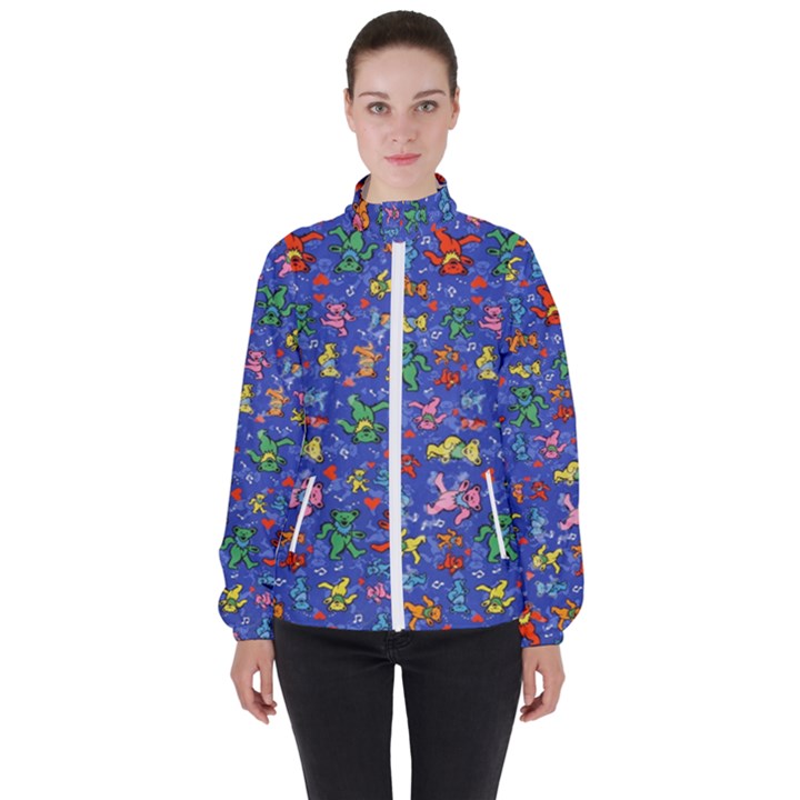 Grateful Dead Dancing Bears Pattern Women s High Neck Windbreaker