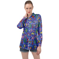 Grateful Dead Dancing Bears Pattern Long Sleeve Satin Shirt