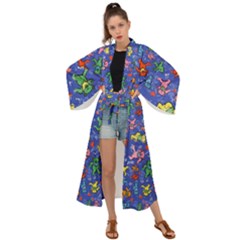 Grateful Dead Dancing Bears Pattern Maxi Kimono