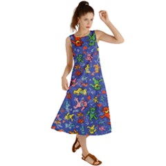 Grateful Dead Dancing Bears Pattern Summer Maxi Dress