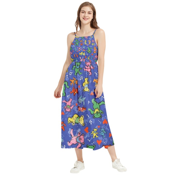 Grateful Dead Dancing Bears Pattern Boho Sleeveless Summer Dress