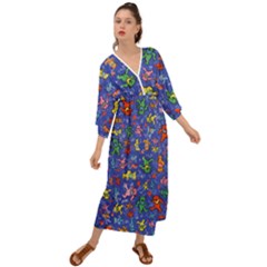 Grateful Dead Dancing Bears Pattern Grecian Style  Maxi Dress