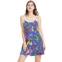 Grateful Dead Dancing Bears Pattern Summer Frill Dress