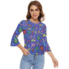 Grateful Dead Dancing Bears Pattern Bell Sleeve Top