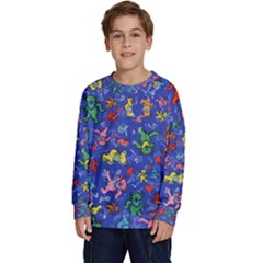 Grateful Dead Dancing Bears Pattern Kids  Crewneck Sweatshirt