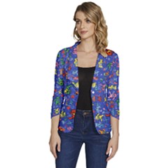 Grateful Dead Dancing Bears Pattern Women s One-button 3/4 Sleeve Short Jacket