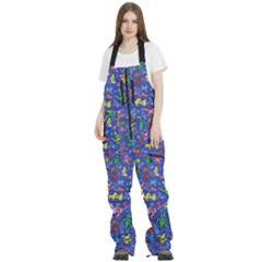 Grateful Dead Dancing Bears Pattern Women s Front Zip Ski And Snowboard Bib Pants