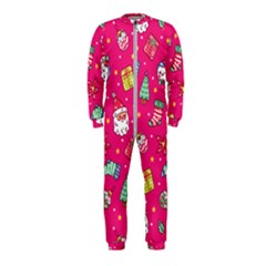 Cute Pink Christmas Pattern Onepiece Jumpsuit (kids)