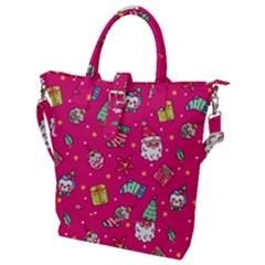 cute pink christmas pattern Buckle Top Tote Bag