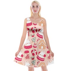 Cute Christmas Cartoon Reversible Velvet Sleeveless Dress