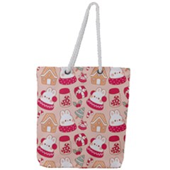 Cute Christmas Cartoon Full Print Rope Handle Tote (large)