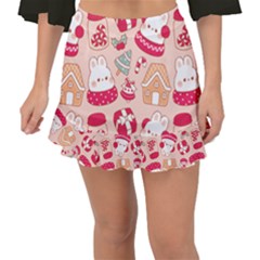 Cute Christmas Cartoon Fishtail Mini Chiffon Skirt