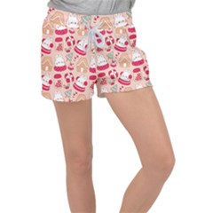 Cute Christmas Cartoon Women s Velour Lounge Shorts