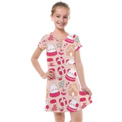 Cute Christmas Cartoon Kids  Cross Web Dress