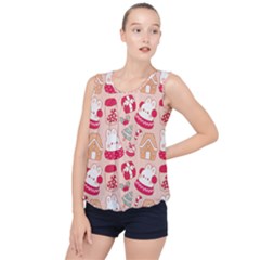 Cute Christmas Cartoon Bubble Hem Chiffon Tank Top