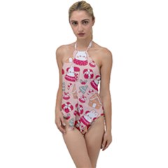 Cute Christmas Cartoon Go With The Flow One Piece Swimsuit