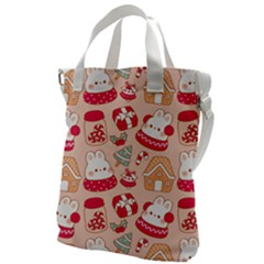 Cute Christmas Cartoon Canvas Messenger Bag