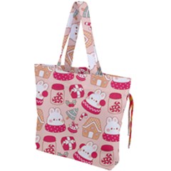 Cute Christmas Cartoon Drawstring Tote Bag