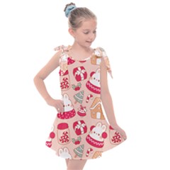 Cute Christmas Cartoon Kids  Tie Up Tunic Dress