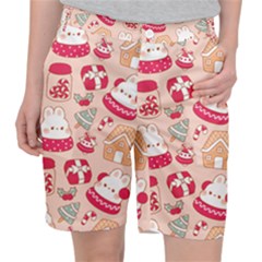 Cute Christmas Cartoon Women s Pocket Shorts