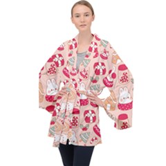 Cute Christmas Cartoon Long Sleeve Velvet Kimono 