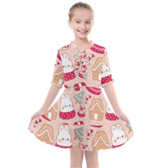 Cute Christmas Cartoon Kids  All Frills Chiffon Dress