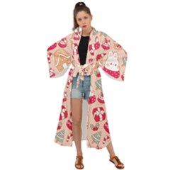 Cute Christmas Cartoon Maxi Kimono