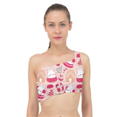 Cute Christmas Cartoon Spliced Up Bikini Top 