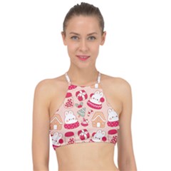 Cute Christmas Cartoon Halter Bikini Top