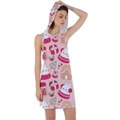 Cute Christmas Cartoon Racer Back Hoodie Dress