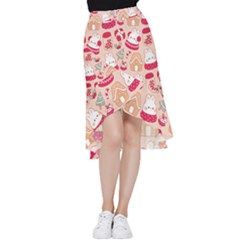 Cute Christmas Cartoon Frill Hi Low Chiffon Skirt