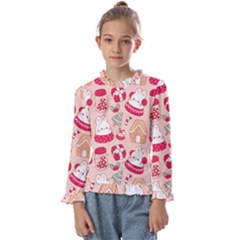 Cute Christmas Cartoon Kids  Frill Detail T-shirt