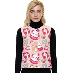 Cute Christmas Cartoon Women s Button Up Puffer Vest