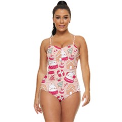 Cute Christmas Cartoon Retro Full Coverage Swimsuit