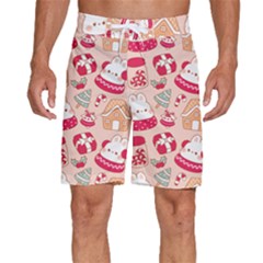 Cute Christmas Cartoon Men s Beach Shorts