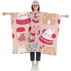 Cute Christmas Cartoon Women s Hooded Rain Ponchos