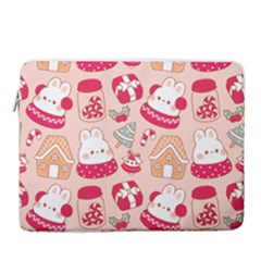 Cute Christmas Cartoon 15  Vertical Laptop Sleeve Case With Pocket