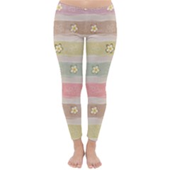 Stripes Floral Designs Classic Winter Leggings