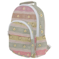 Stripes Floral Designs Rounded Multi Pocket Backpack by designsbymallika