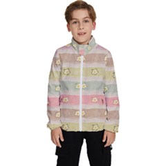 Stripes Floral Designs Kids  High Neck Windbreaker