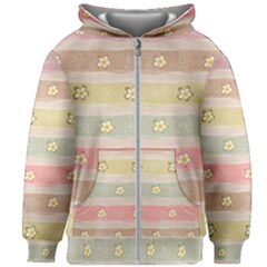 Stripes Floral Designs Kids  Zipper Hoodie Without Drawstring