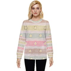 Stripes Floral Designs Hidden Pocket Sweatshirt