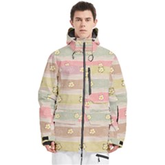 Stripes Floral Designs Men s Multi Pockets Zip Ski And Snowboard Waterproof Breathable Jacket